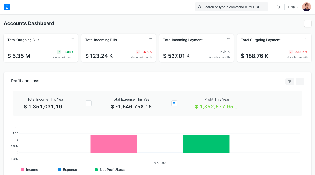 ERPNext Account Dashboard